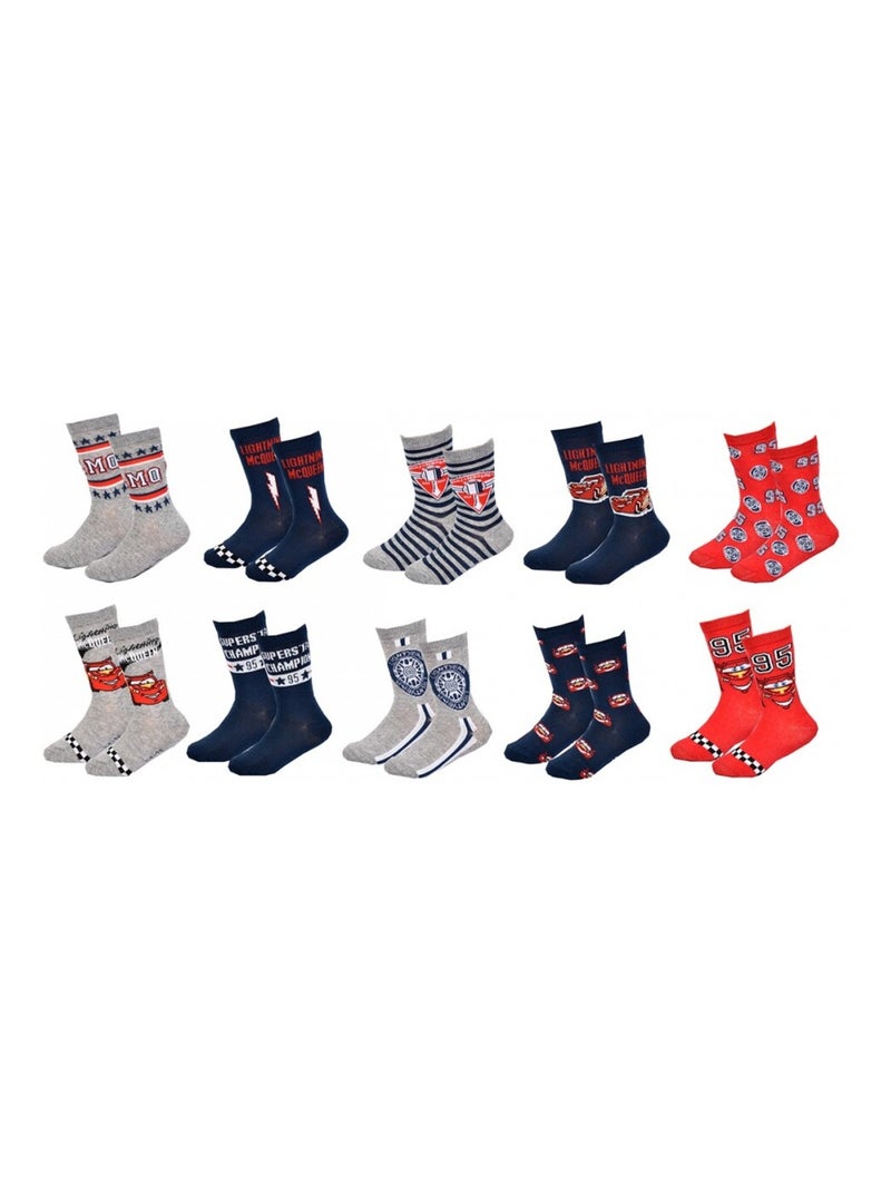 Chaussettes enfant DISNEY en Coton- Pack de 10 Gris Rouge Bleu - Kiabi