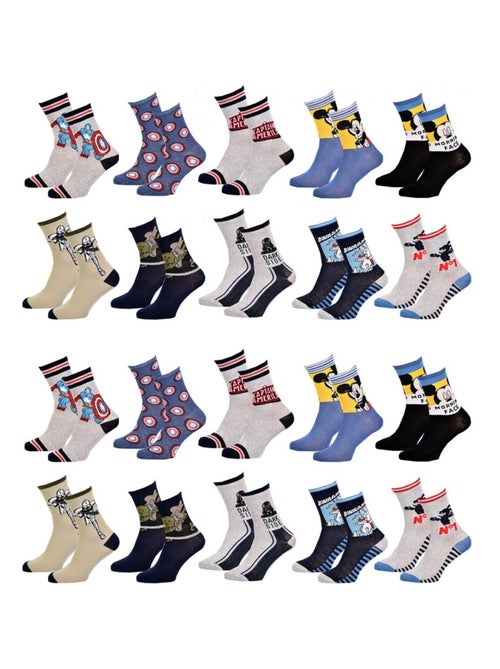 Chaussettes enfant DISNEY en Coton- Pack de 20 - Kiabi