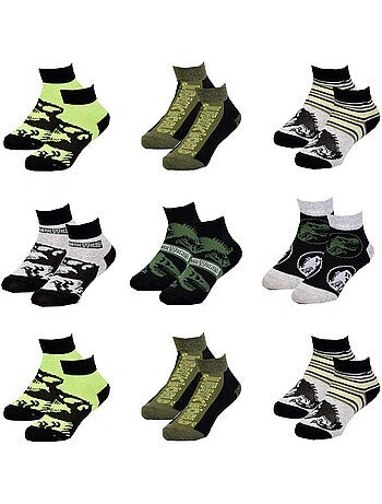 Chaussettes Enfant JURASSIC WORLD fantaisie -Assortiment modèles photos selon arrivages- - Pack de 9