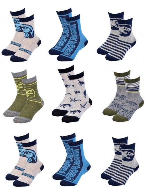 Chaussettes Enfant JURASSIC WORLD fantaisie -Assortiment modèles photos selon arrivages- - Pack de 9 - Kiabi