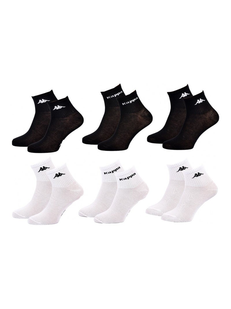 Chaussettes Enfant KAPPA QUARTER - Pack de 6 Noir Blanc - Kiabi