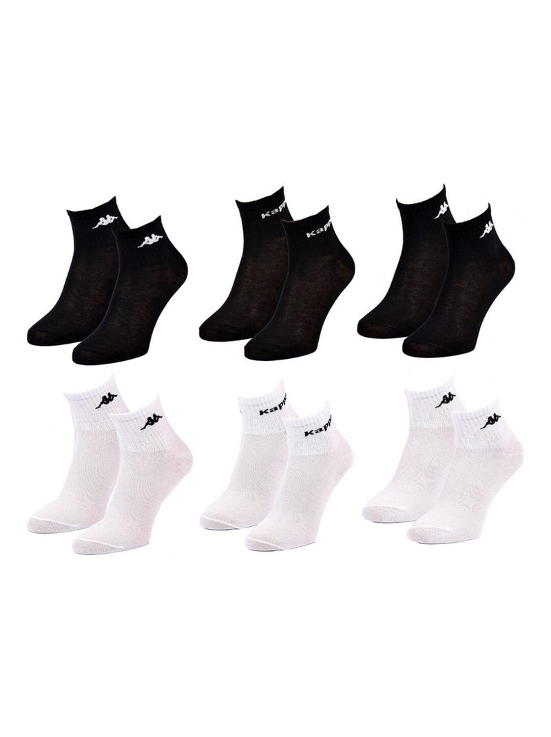 Chaussettes Enfant KAPPA QUARTER - Pack de 6 Noir Blanc - Kiabi