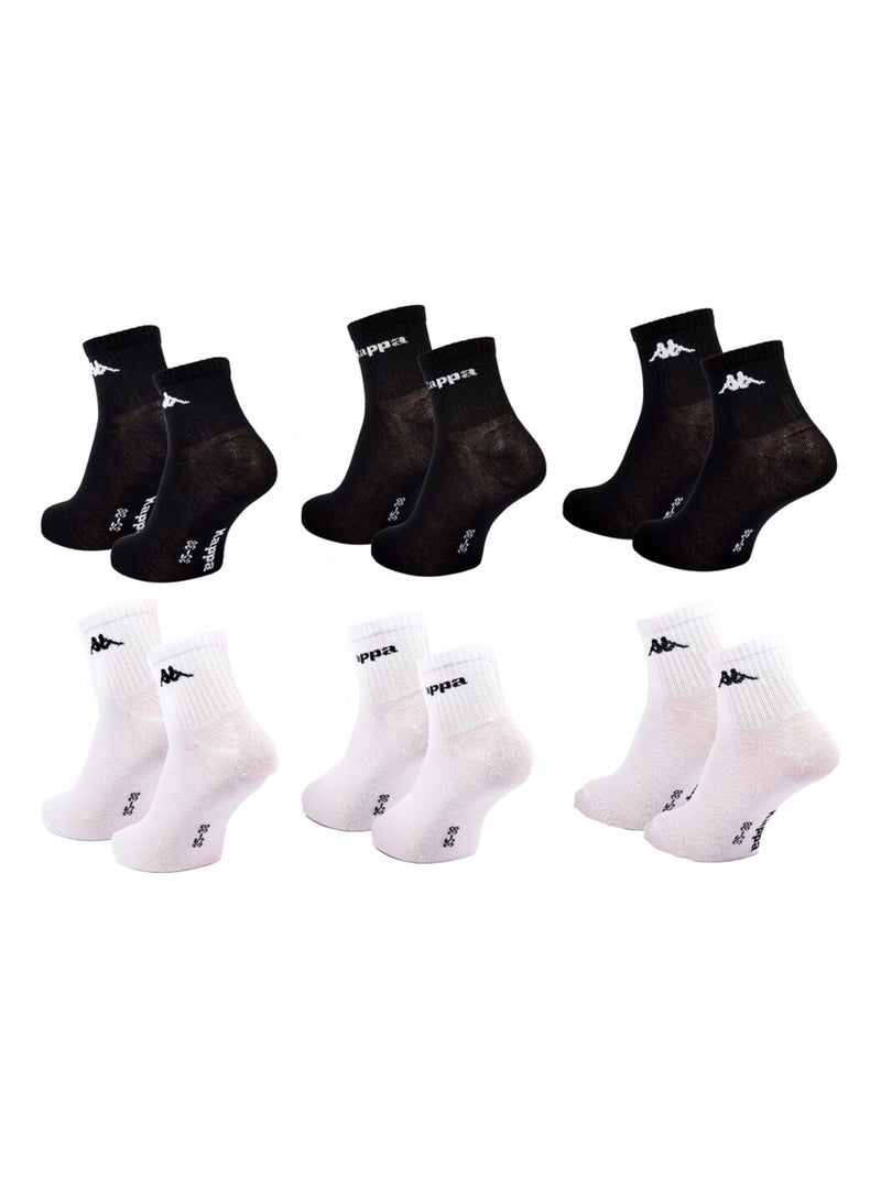 Chaussettes Enfant KAPPA QUARTER - Pack de 6 Noir Blanc - Kiabi