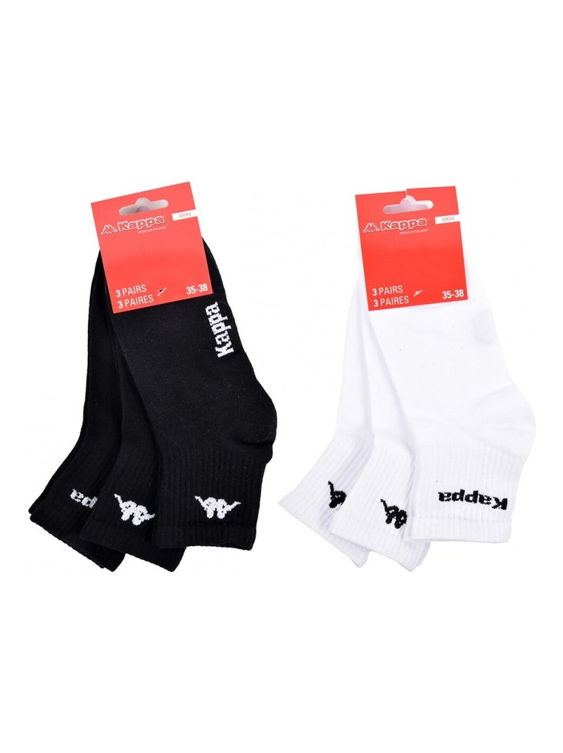 Chaussettes Enfant KAPPA QUARTER - Pack de 6 Noir Blanc - Kiabi