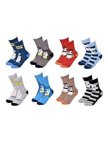 Chaussettes Enfant LAPINS CRETINS ABS Antidérapant - Pack de 8