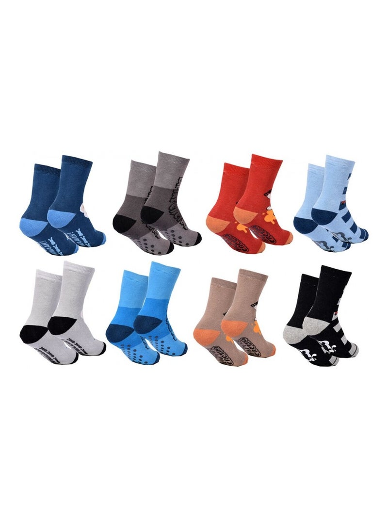 Chaussettes Enfant LAPINS CRETINS ABS Antidérapant - Pack de 8 Noir Multicolore Gris - Kiabi