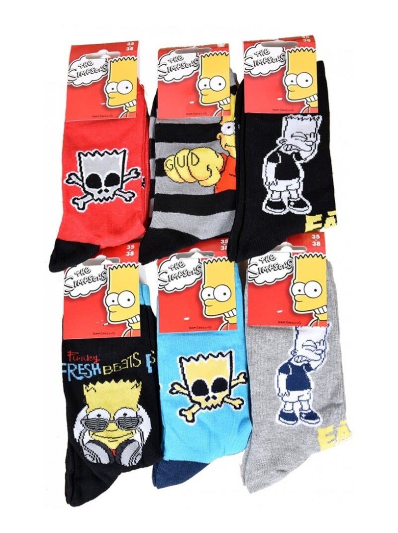 Chaussettes Enfant Licence Simpsons fantaisie- Pack de 6 Multicolore - Kiabi