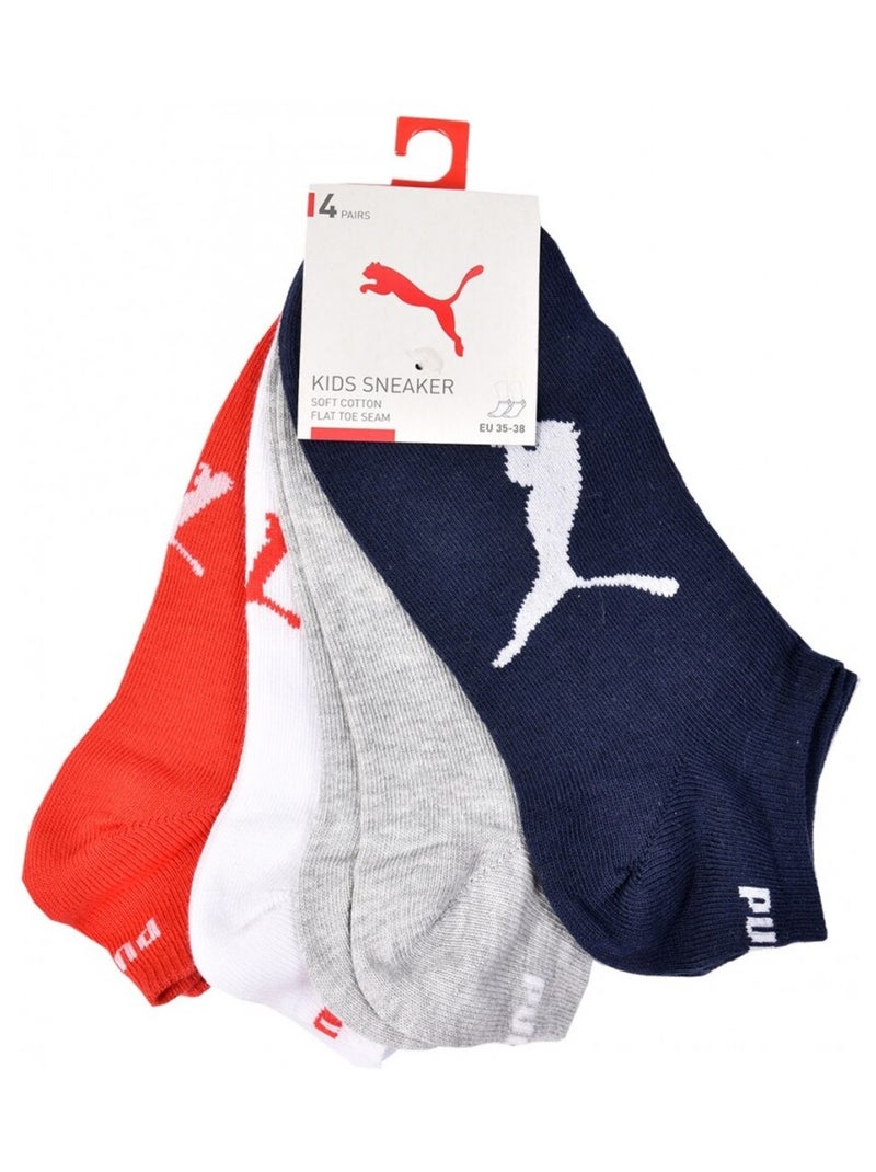 Chaussettes Enfant PUMA Socquettes - Pack de 4 Gris Rouge Bleu - Kiabi