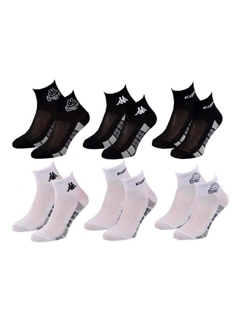 Chaussettes Enfant QUARTER KAPPA - Pack de 6 Noir Blanc Gris - Kiabi