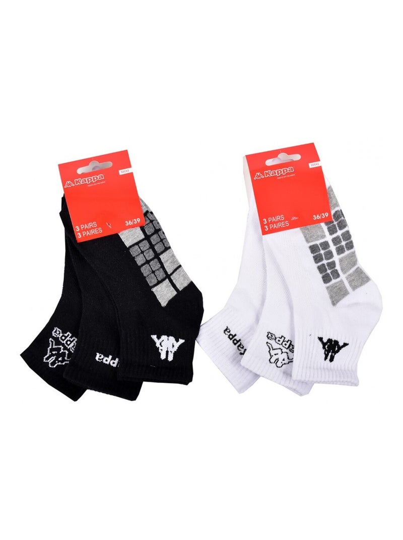 Chaussettes Enfant QUARTER KAPPA - Pack de 6 Noir Blanc Gris - Kiabi