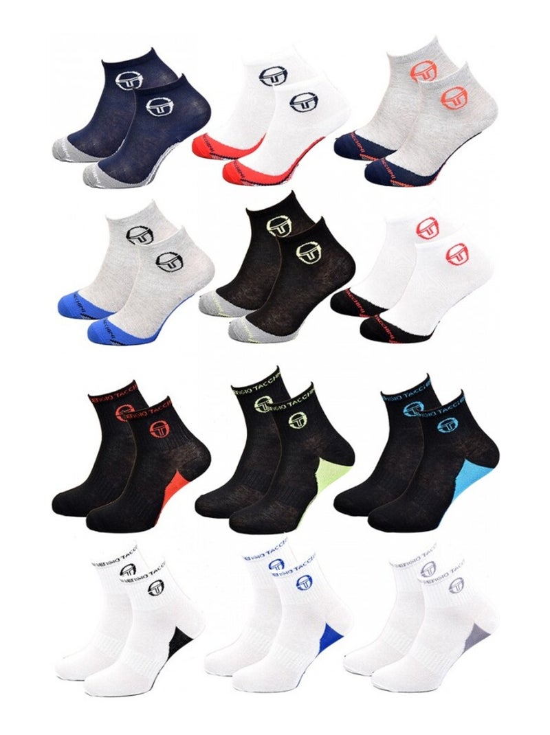 Chaussettes Enfant SERGIO TACCHINI Socquettes en Coton Majoritaire - Pack de 12 Multicolore - Kiabi
