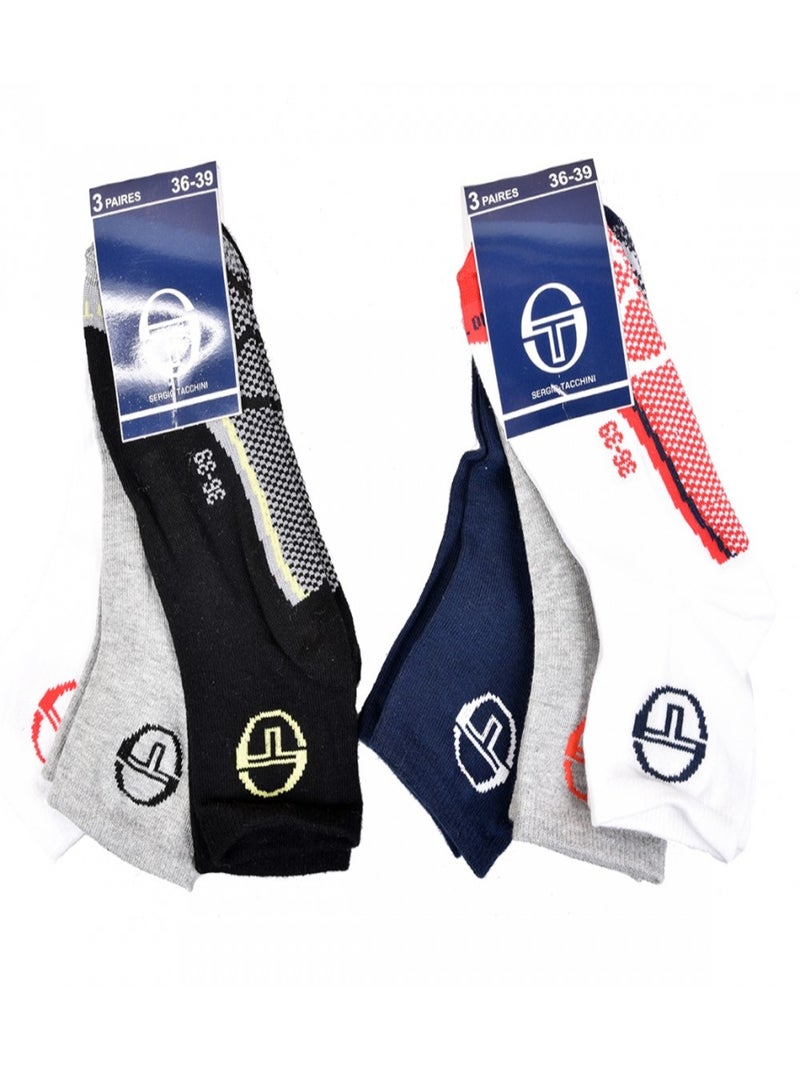 Chaussettes Enfant SERGIO TACCHINI Socquettes en Coton Majoritaire - Pack de 6 Multicolore - Kiabi