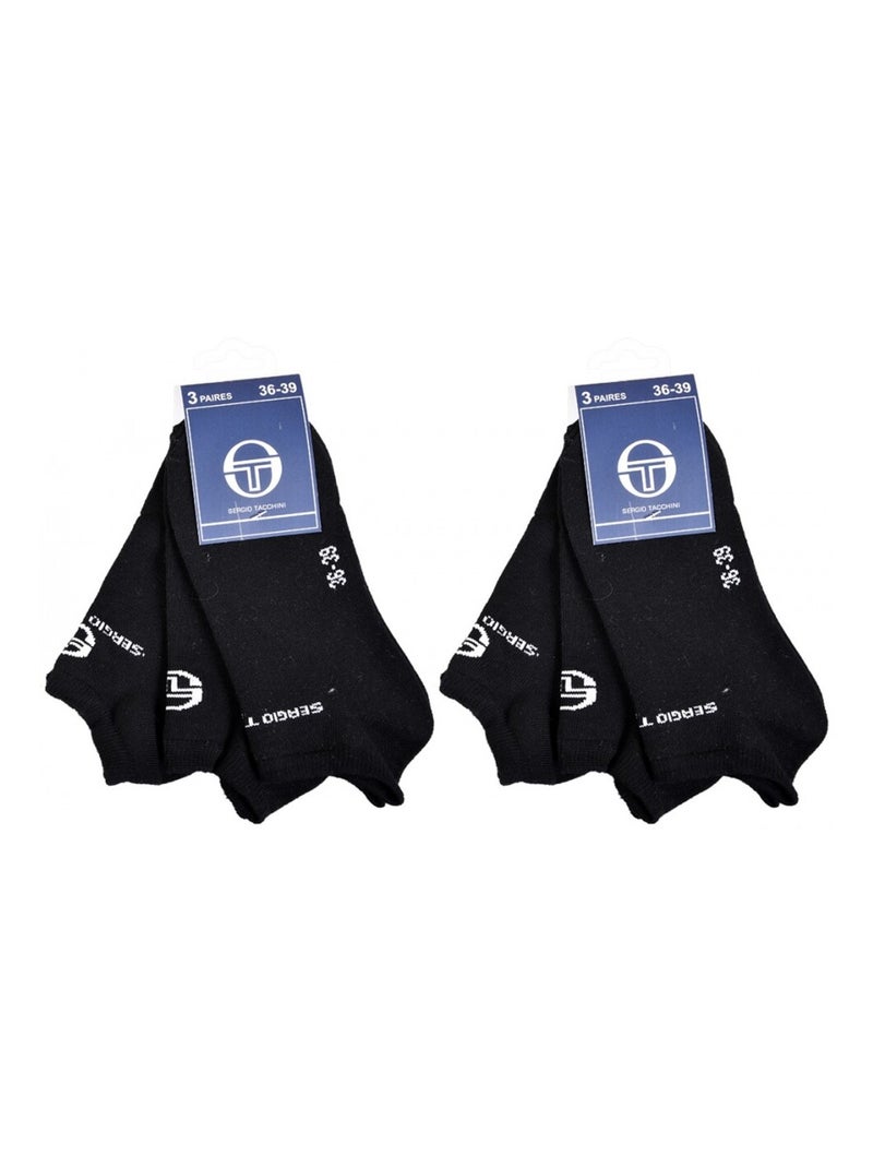 Chaussettes Enfant SERGIO TACCHINI Socquettes en Coton Majoritaire - Pack de 6 Noir - Kiabi