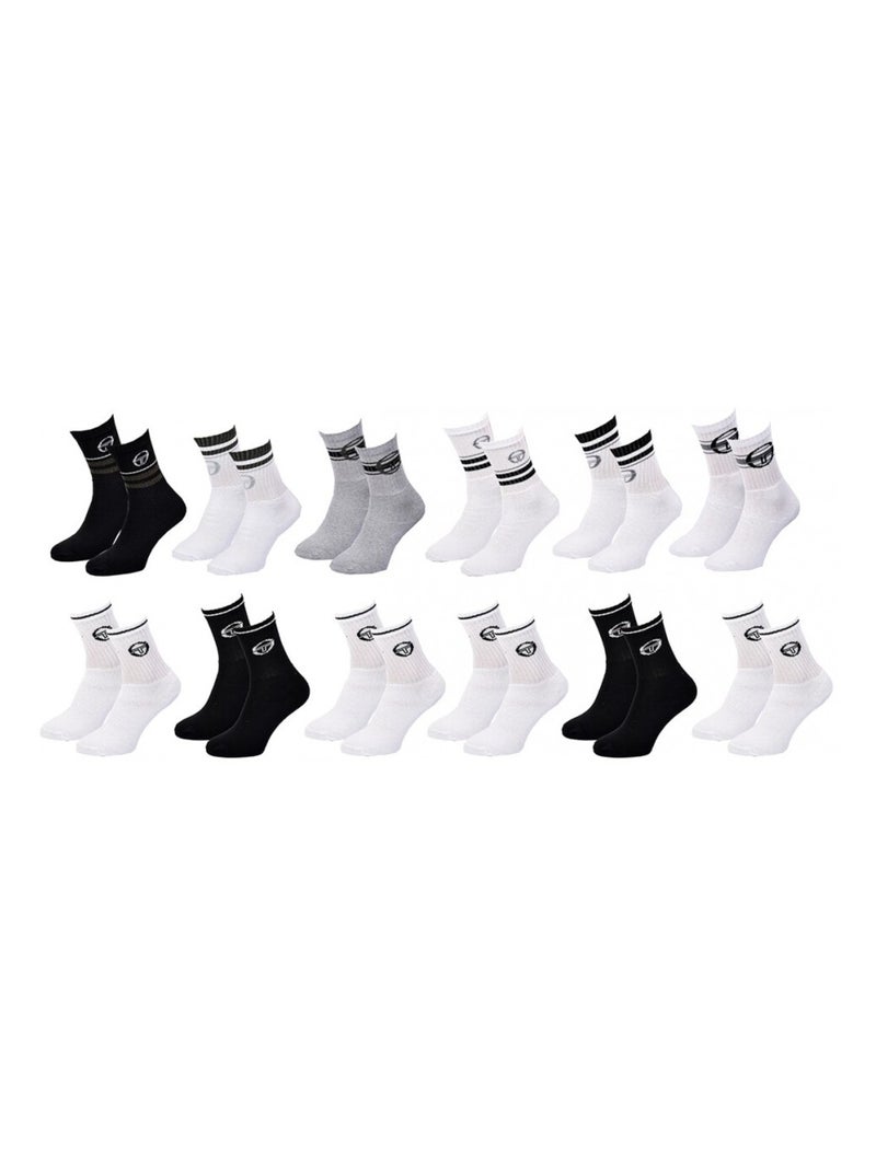 Chaussettes Enfant SERGIO TACCHINI TENNIS CREW Coton Majoritaire Confort et Qualité - Pack de 12 Multicolore - Kiabi