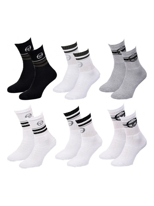 Chaussettes Enfant SERGIO TACCHINI TENNIS CREW Coton Majoritaire Confort et Qualité - Pack de 6 - Kiabi