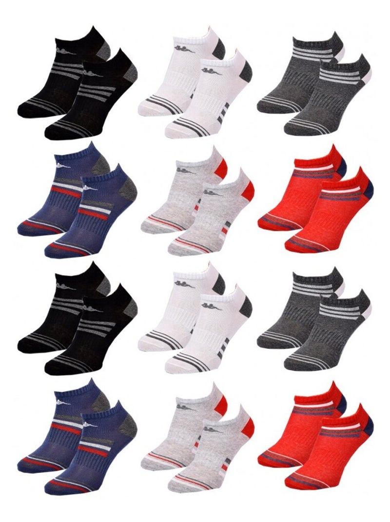 Chaussettes Enfant SNEAKER KAPPA - Pack de 12 Noir Blanc Gris Rouge - Kiabi