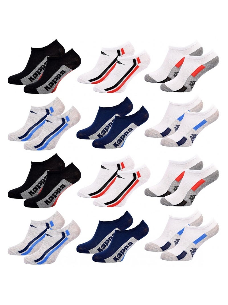 Chaussettes Enfant SNEAKER KAPPA - Pack de 12 Noir Multicolore Blanc - Kiabi