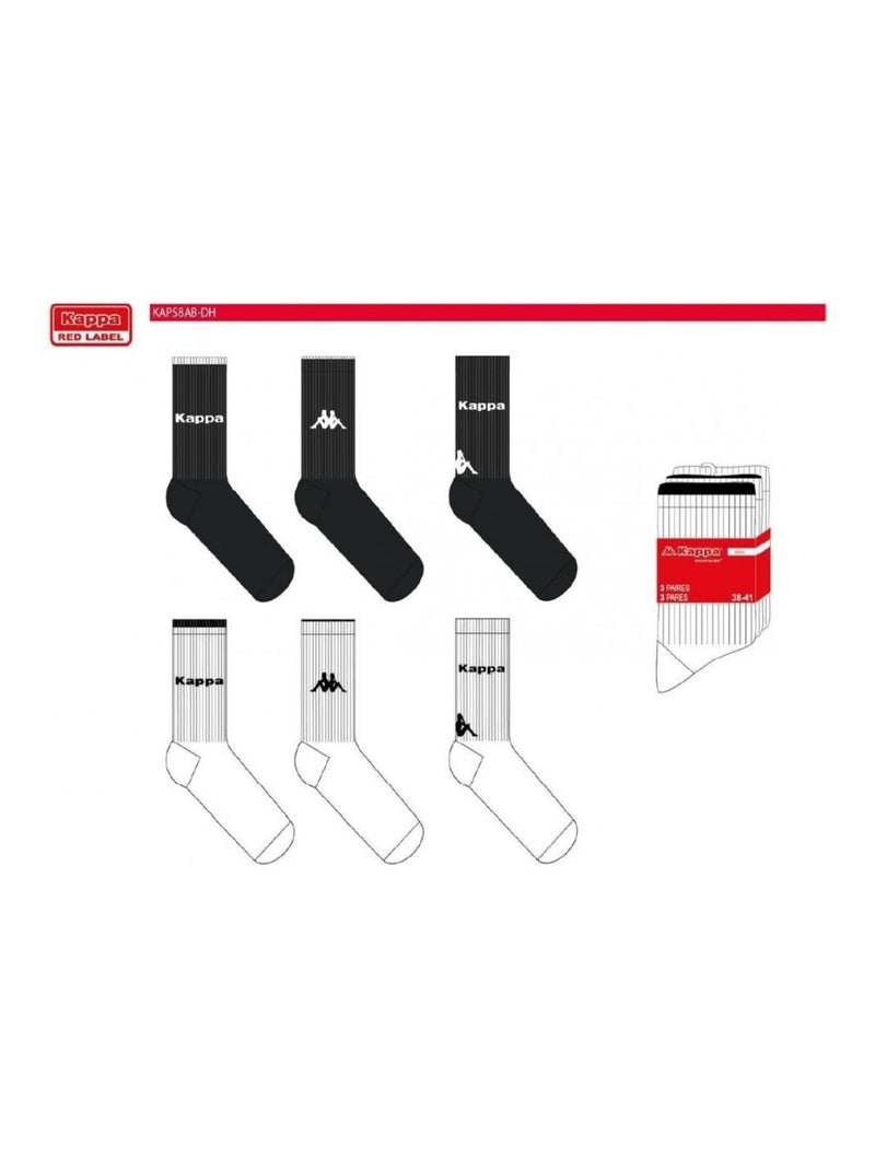 Chaussettes Enfant TENNIS KAPPA - Pack de 6 Noir Blanc - Kiabi