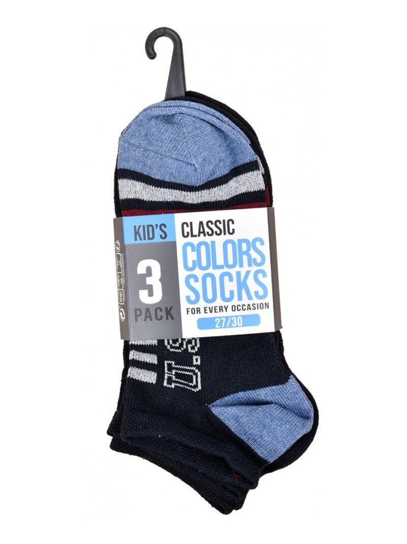 Chaussettes Enfant TWINDAY - Pack de 3 Bleu Bleu Gris - Kiabi
