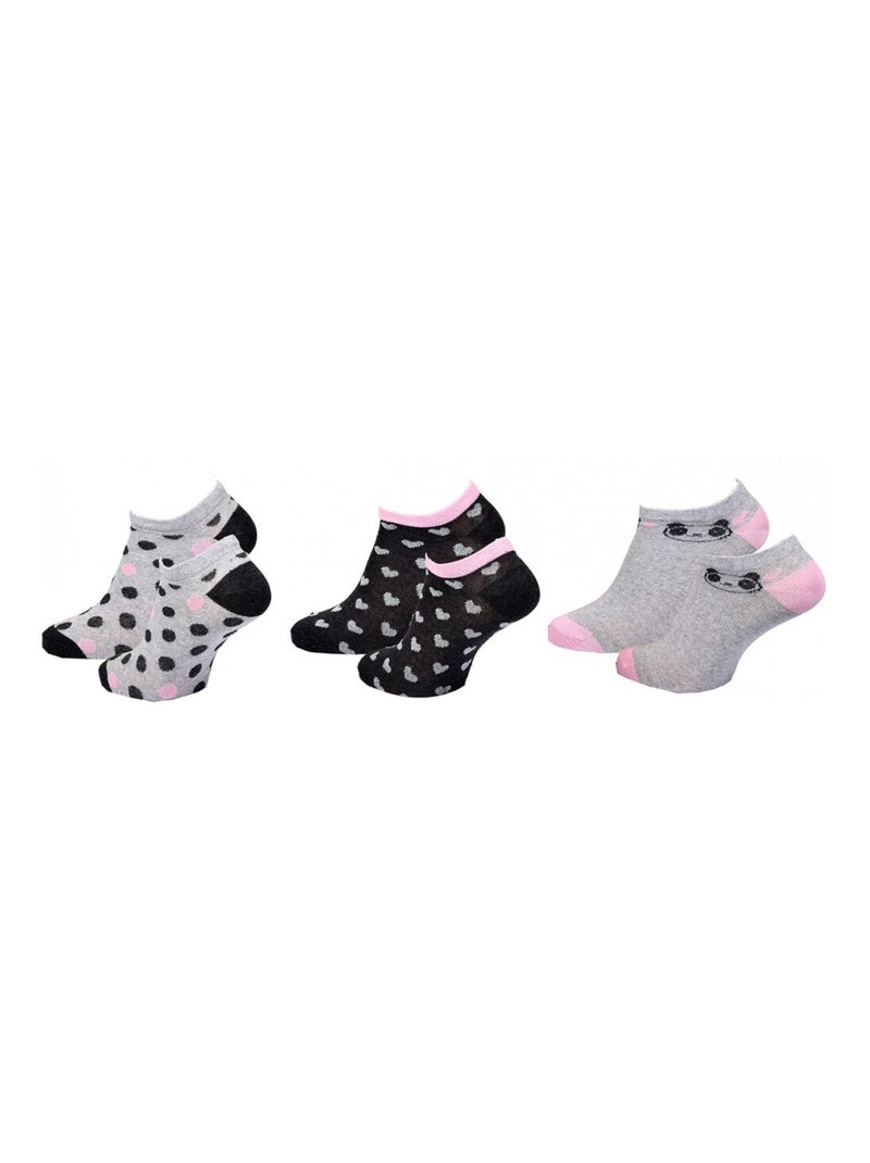 Chaussettes Enfant TWINDAY - Pack de 3 Gris Rose Noir - Kiabi