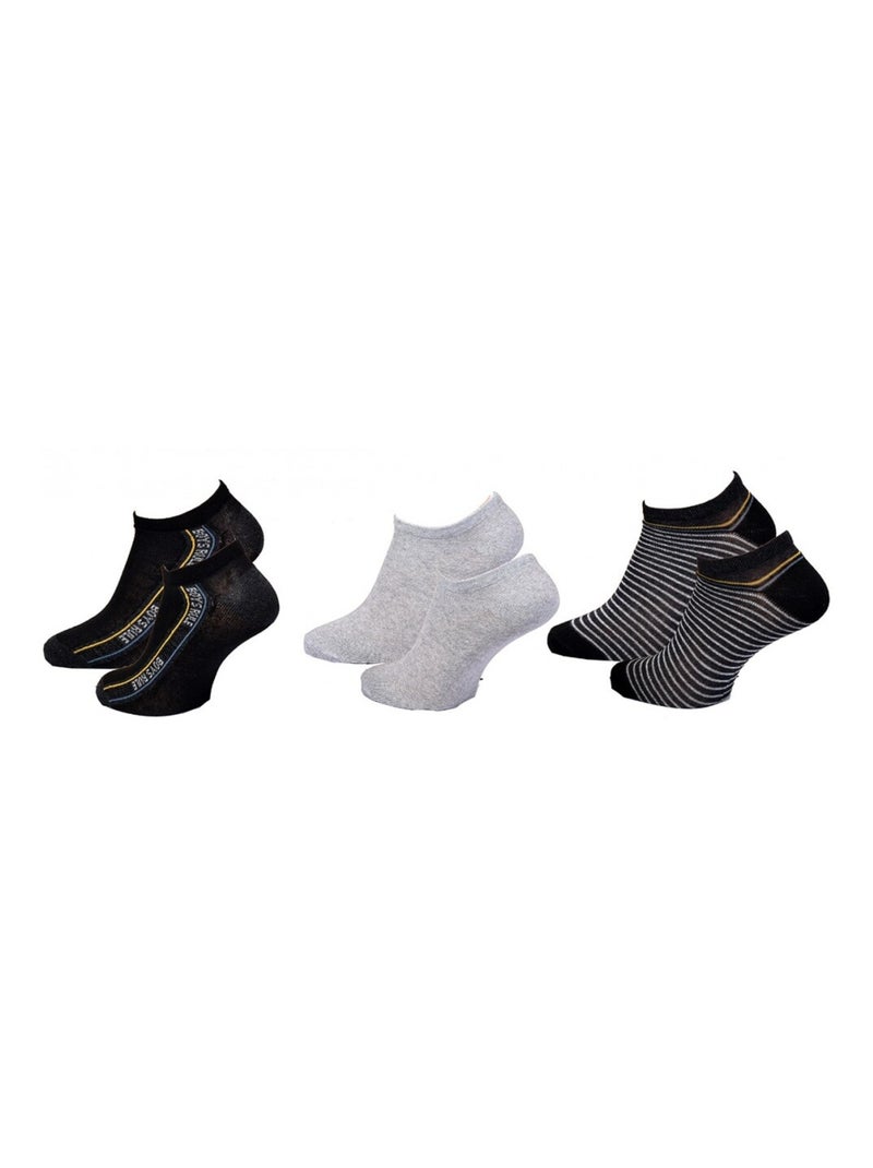 Chaussettes Enfant TWINDAY - Pack de 3 Noir Gris - Kiabi