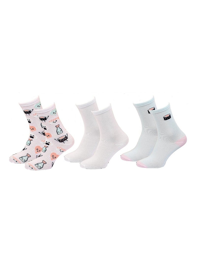 Chaussettes Enfant TWINDAY - Pack de 6 Blanc Rose clair Bleu - Kiabi