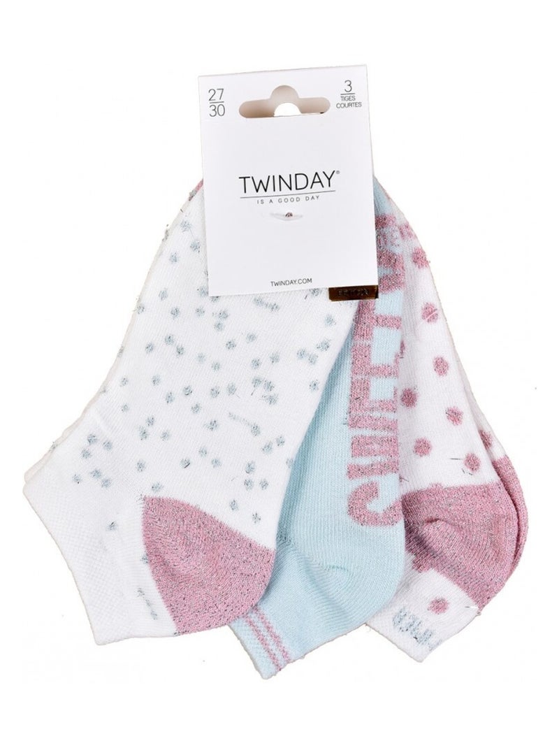 Chaussettes Enfant TWINDAY - Pack de 6 Blanc Rose - Kiabi