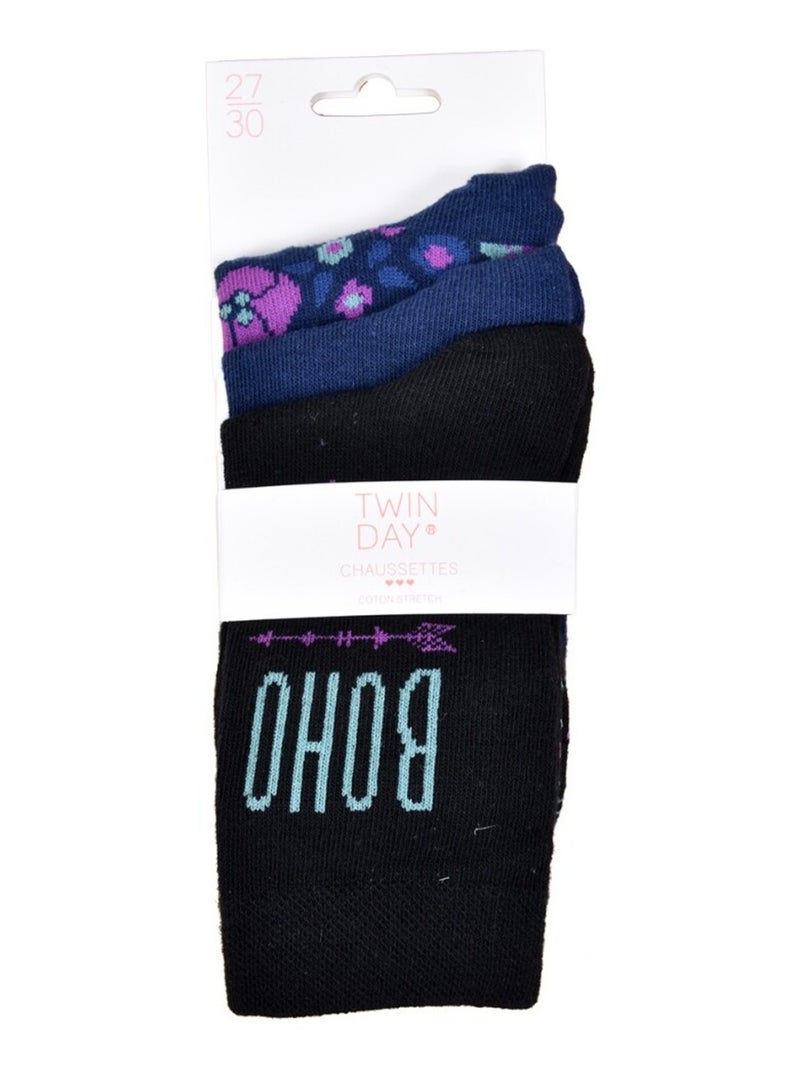 Chaussettes Enfant TWINDAY - Pack de 6 Bleu cobalt - Kiabi