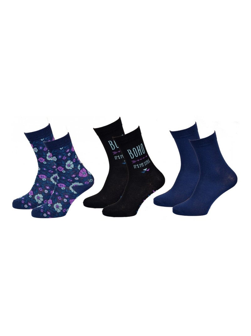 Chaussettes Enfant TWINDAY - Pack de 6 Bleu cobalt - Kiabi