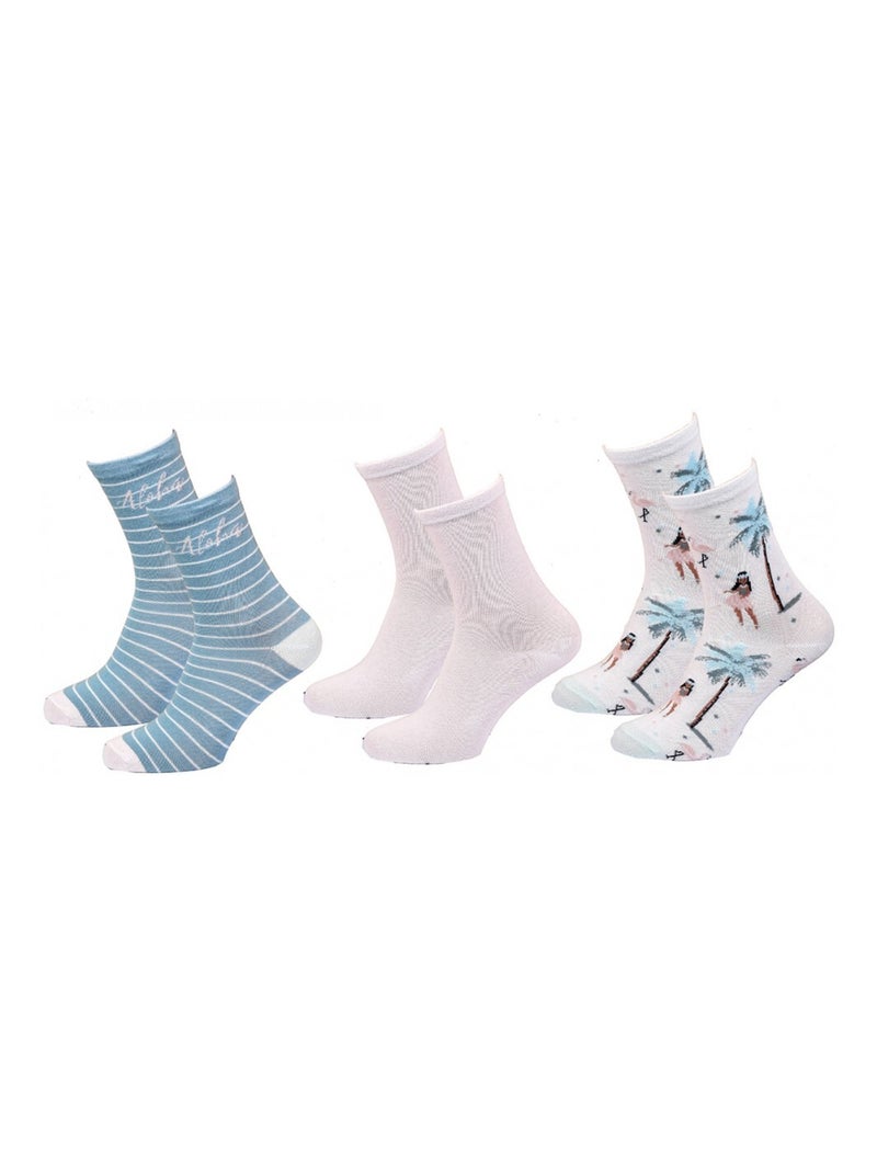 Chaussettes Enfant TWINDAY - Pack de 6 Bleu Rose clair Blanc - Kiabi