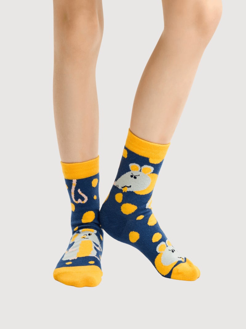 Chaussettes Enfants Dedoles  Souris et Fromage Jaune - Kiabi