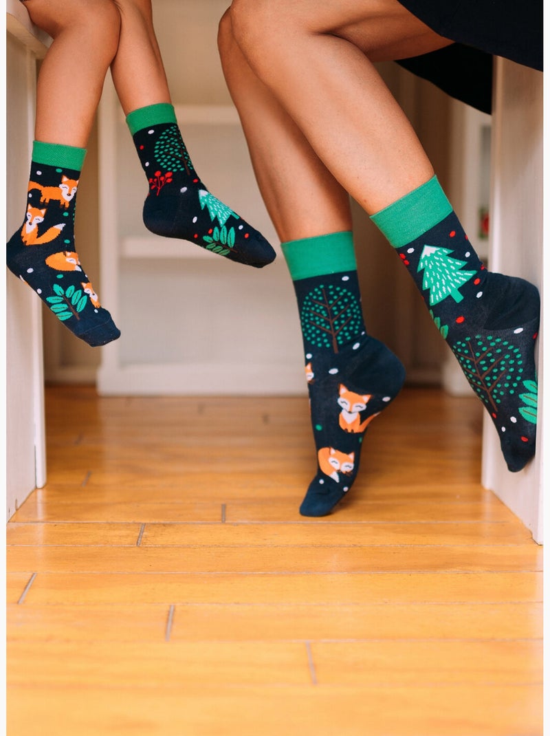 Chaussettes Enfants Renards Roux Vert - Kiabi