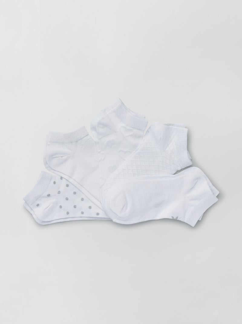 Chaussettes fantaisie - Lot de 5 Blanc - Kiabi
