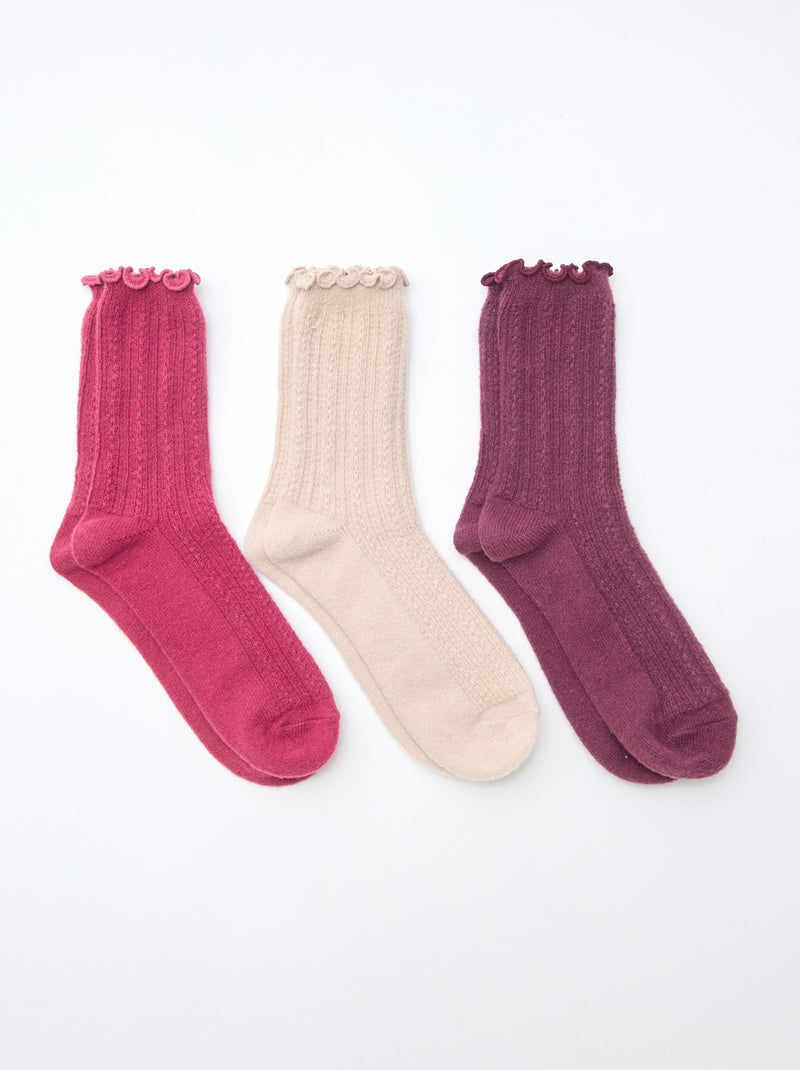Chaussettes fantaisie avec finitions froufrous Rose - Kiabi