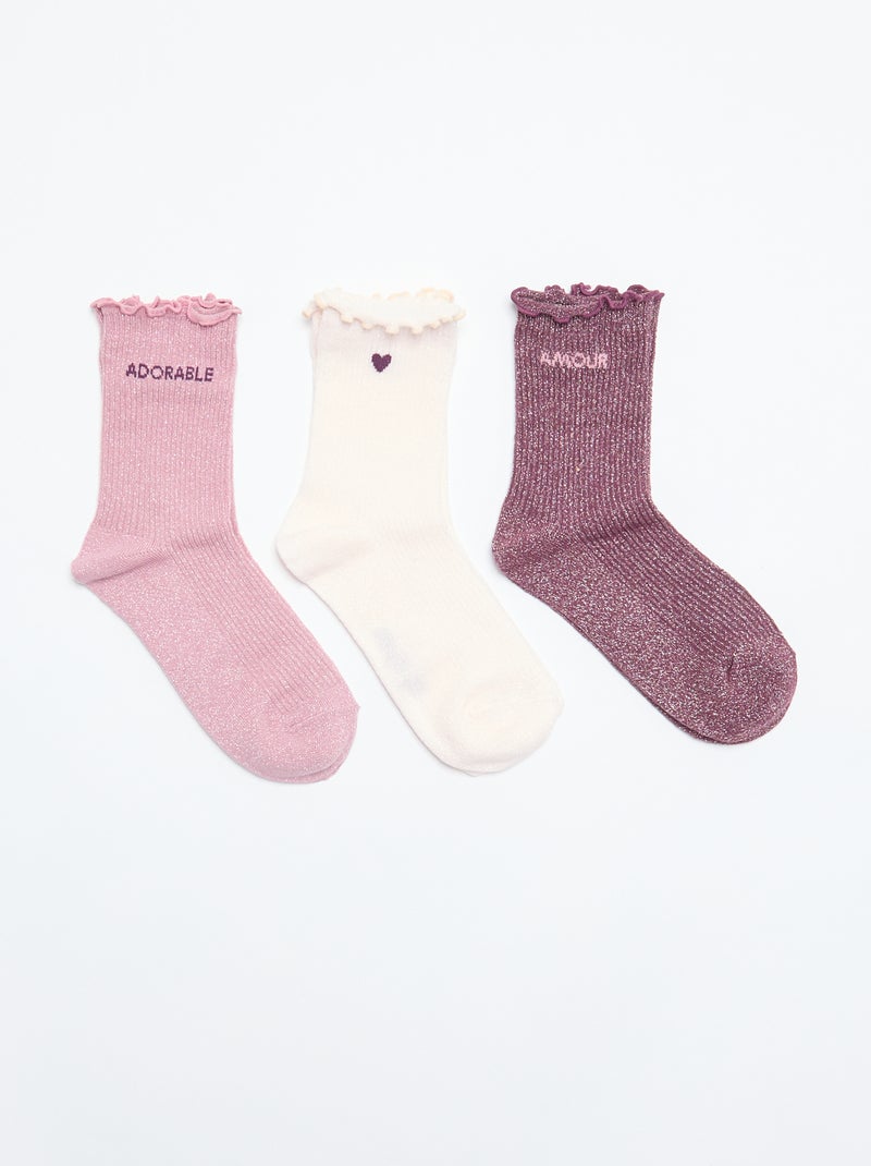 Chaussettes fantaisies à paillettes Rose - Kiabi