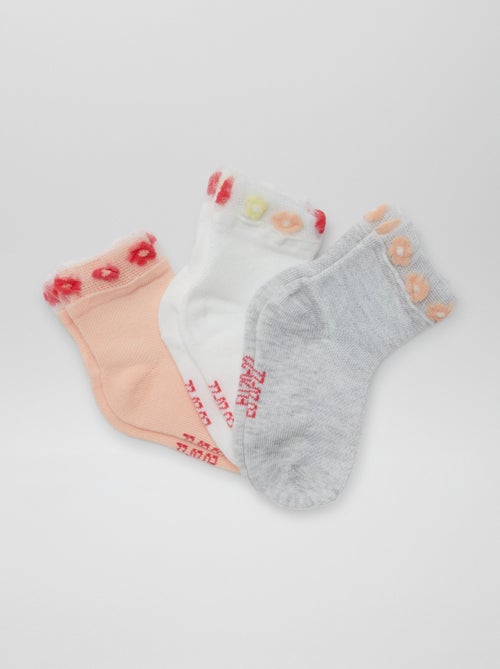 Chaussettes fantaisies en maille - lot de 3 - Kiabi