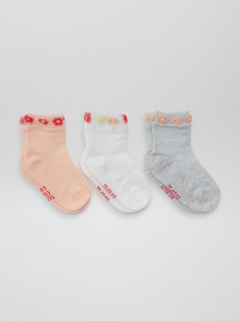 Chaussettes fantaisies en maille - lot de 3 Blanc - Kiabi