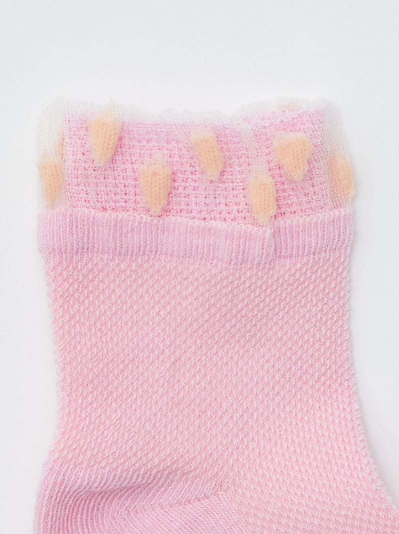 Chaussettes fantaisies en maille - lot de 3 Rose - Kiabi