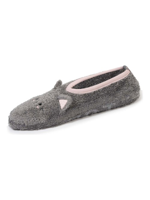 Chaussettes femme 3d maille peluche gris Isotoner - Kiabi