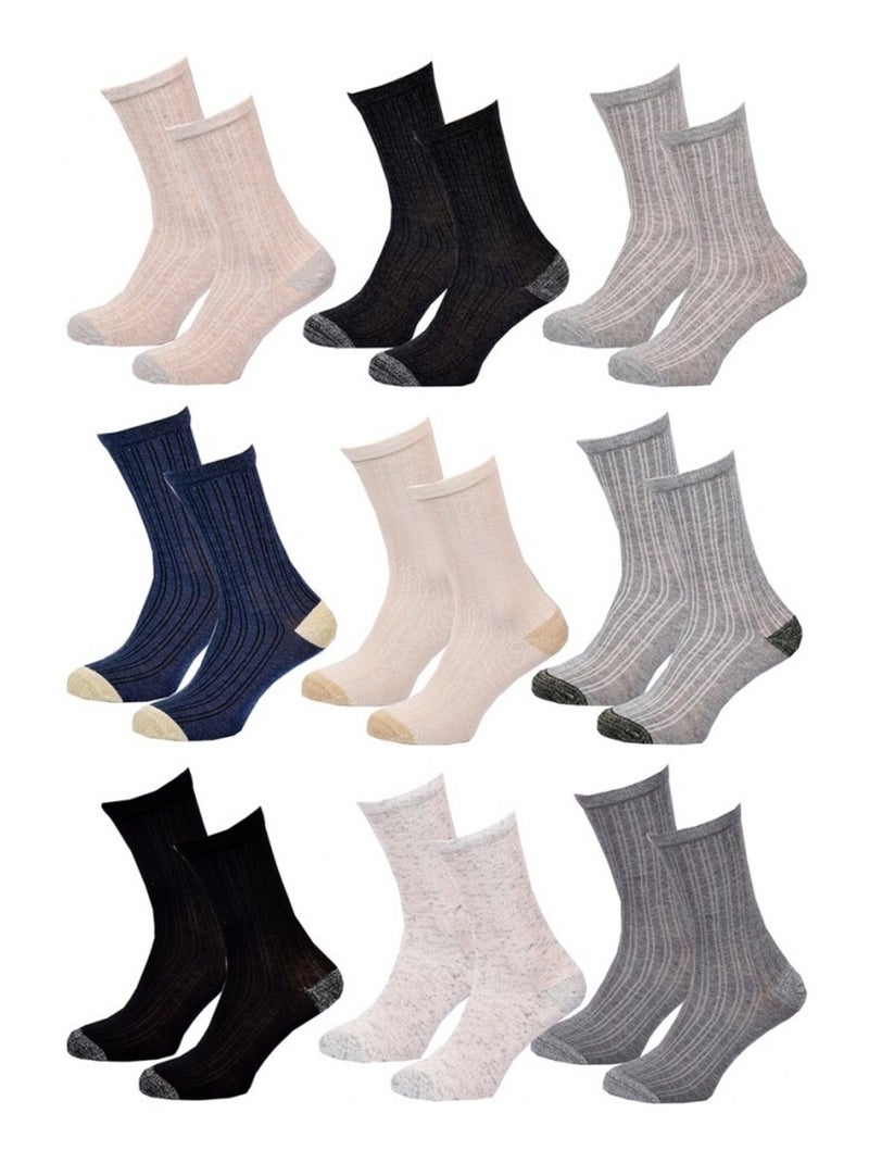 Chaussettes Femme CHEVIGNON - Pack de 9 Noir Beige Gris - Kiabi