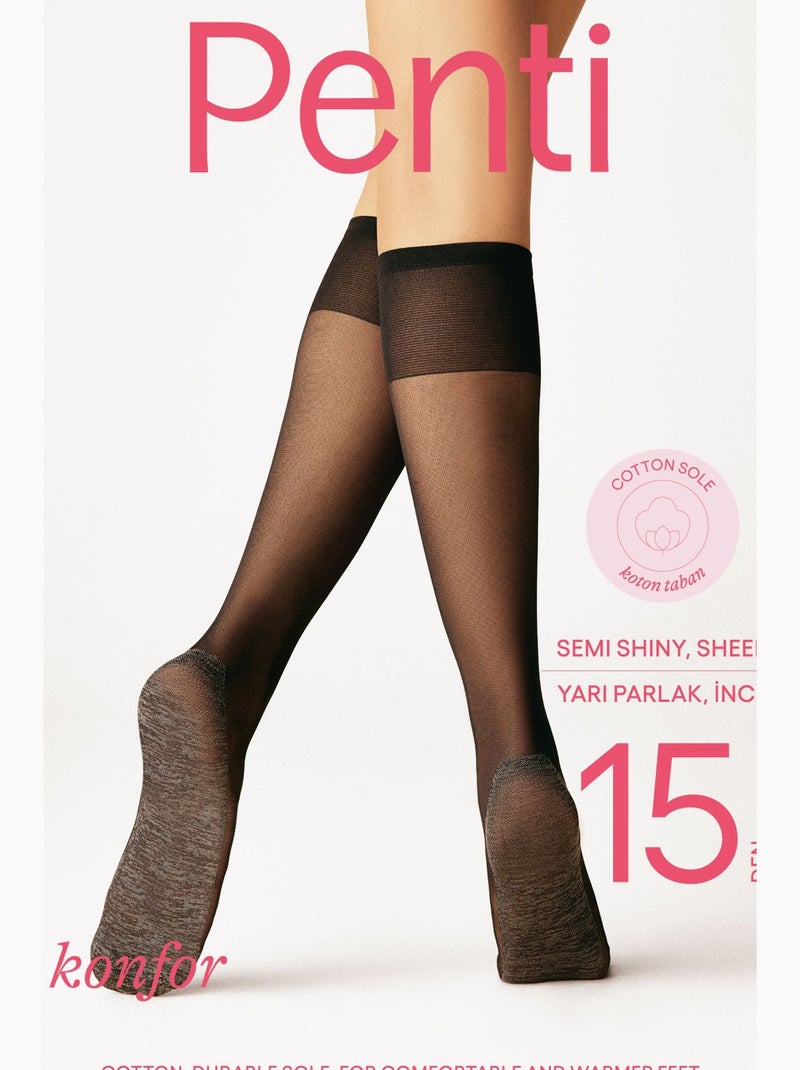 Chaussettes femme confort mi-bas penti Noir - Kiabi