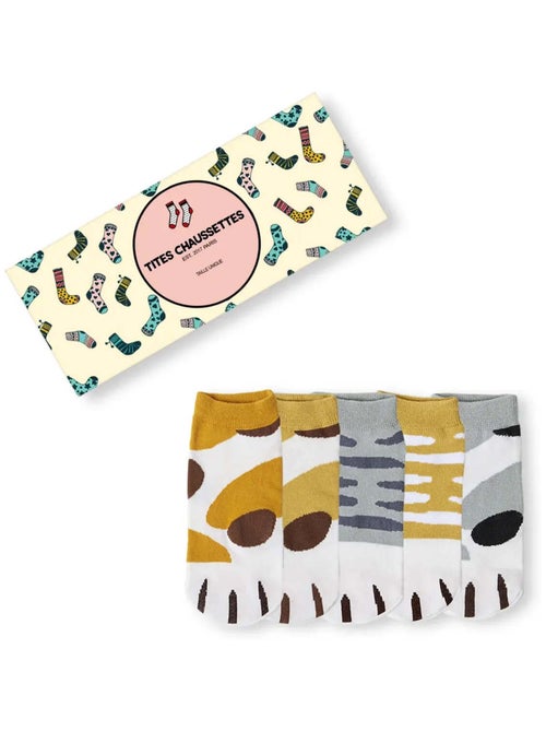 Chaussettes Femme courtes Pattes Chats (Lot x5)  | Titeschaussettes - Kiabi