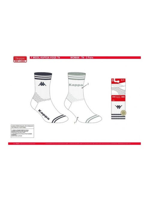 Chaussettes Femme CREW KAPPA - Pack de 4 - Kiabi