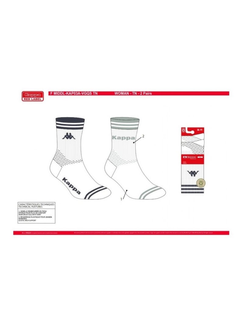 Chaussettes Femme CREW KAPPA - Pack de 4 Blanc - Kiabi