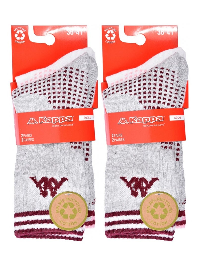 Chaussettes Femme CREW KAPPA - Pack de 4 Gris Blanc - Kiabi