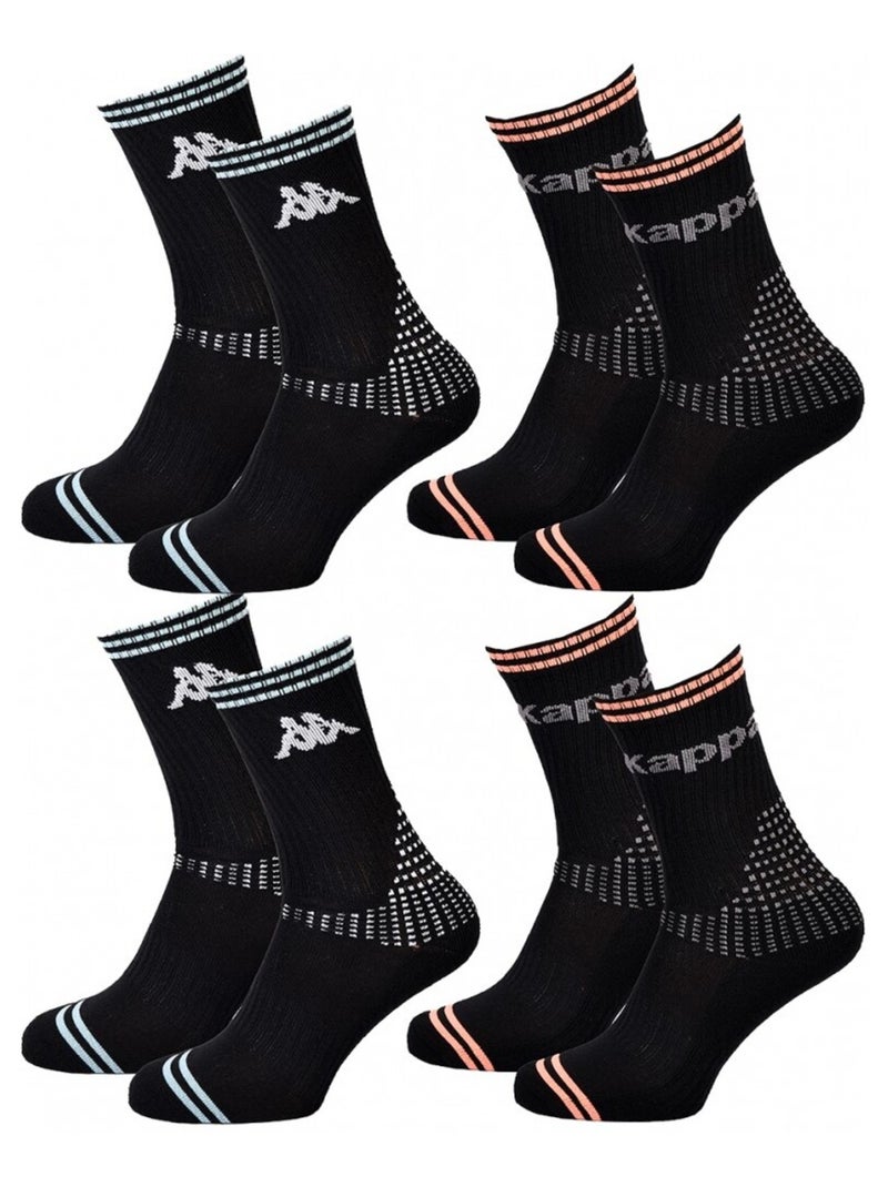 Chaussettes Femme CREW KAPPA - Pack de 4 Noir - Kiabi