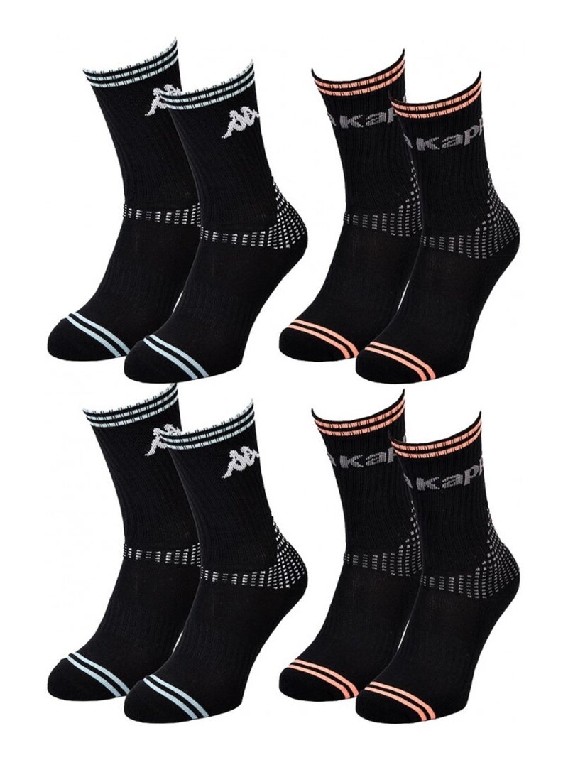 Chaussettes Femme CREW KAPPA - Pack de 4 Noir - Kiabi