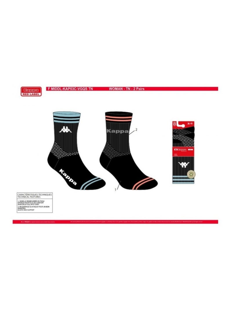 Chaussettes Femme CREW KAPPA - Pack de 4 Noir - Kiabi