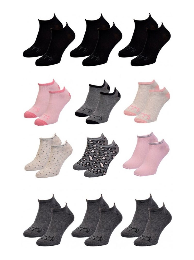 Chaussettes femme ELLE Basic - Pack de 12 Multicolore - Kiabi