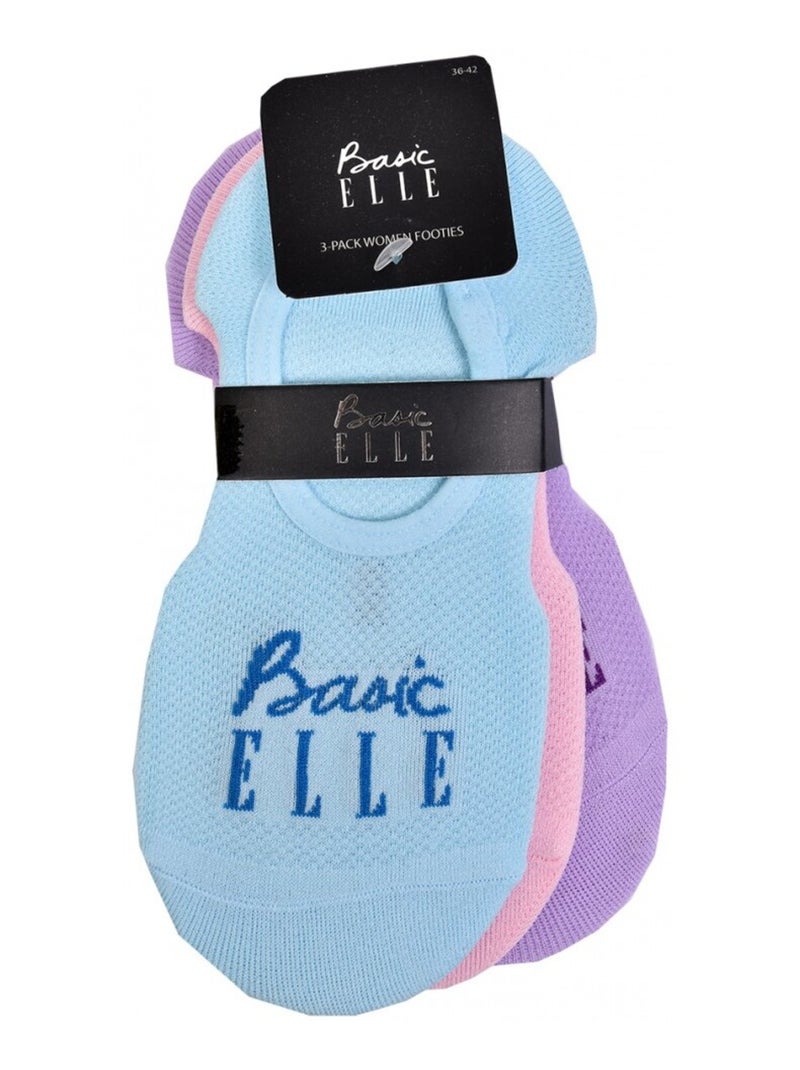 Chaussettes femme ELLE Basic - Pack de 3 Bleu Violet clair - Kiabi